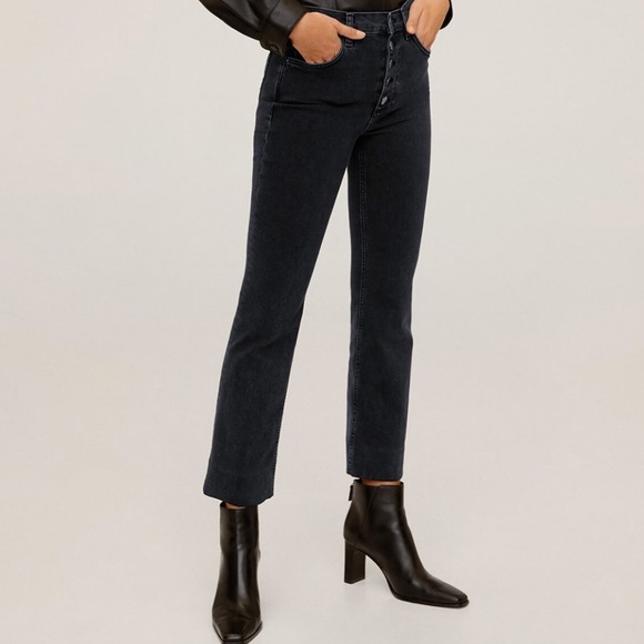 Mango Denim - Mango Charcoal Straight Fit Jeans